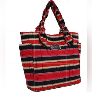Marc Jacobs Striped Tote Bag in Red, Pink, Black, Cream